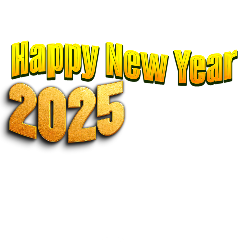 Happy New Year 2025 text PNG image download