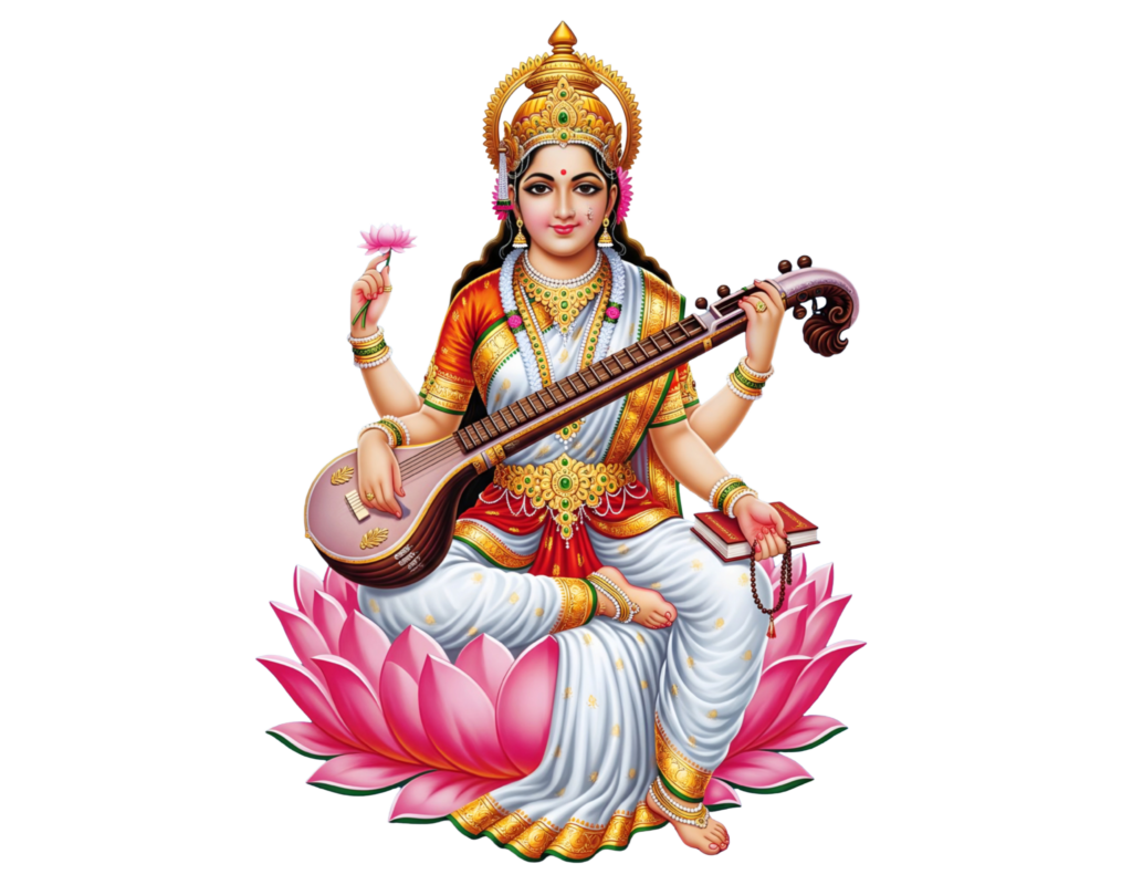 Maa Saraswati HD PNG transparent image download, Hindu goddess Saraswati PNG transparent image download