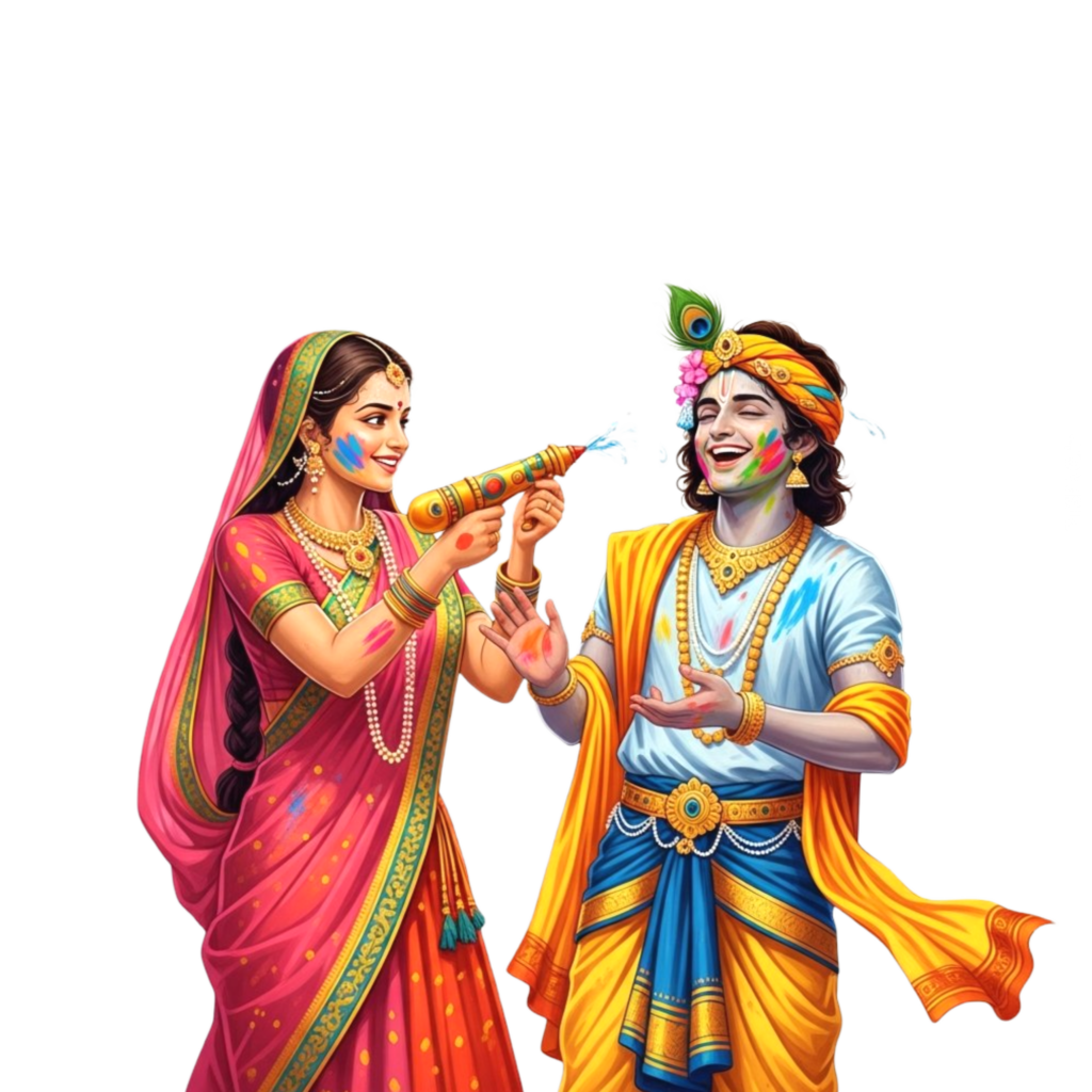 Holi playing Radha krishnan PNG transparent image download
