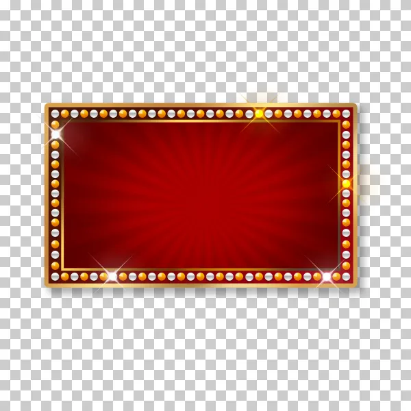Retro Red Marquee Light Frame Banner PNG – Cinema Style Signboard