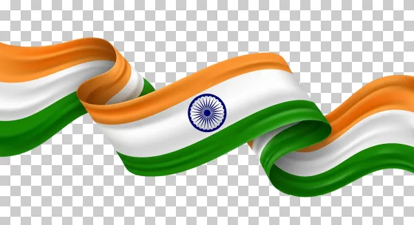 Indian Tricolor Flag Waving Ribbon PNG – Tiranga Banner Transparent Image