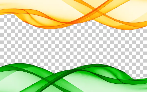 Indian Tricolor Abstract Wave PNG – Saffron & Green Patriotic Background Design