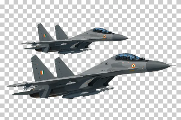 Indian Air Force Su-30 MKI Fighter Jets in Flight – Transparent PNG