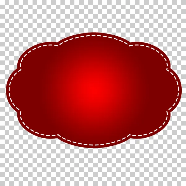 Red Cloud Shape Label with White Stitched Border PNG