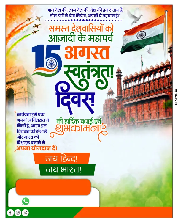 15 August Independence Day Poster Editing PNG, Background & Frame Border Free Download 2026