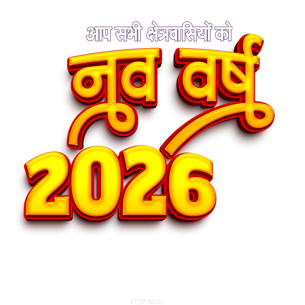 Happy New Year 2026 text png in hindi Nav varsh 2026 text PNG image download 