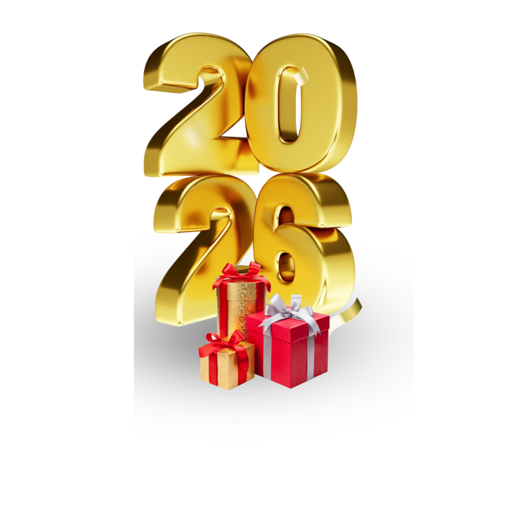  2026 3D Golden text PNG for Happy New Year 2026 editing  