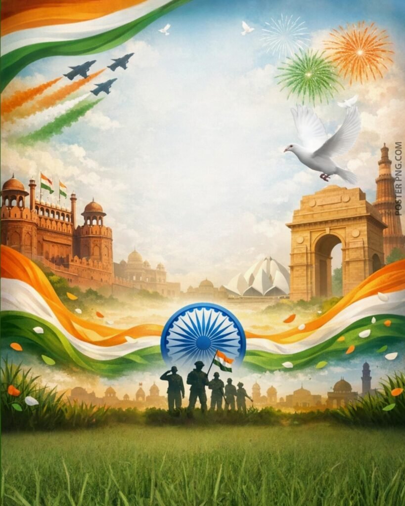 26 January Republic Day poster designing background image download, Indian desh bhakti poster background