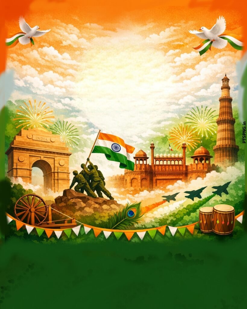 Happy Republic Day in Hindi 26 January poster design background image, 15 August poster design background image download