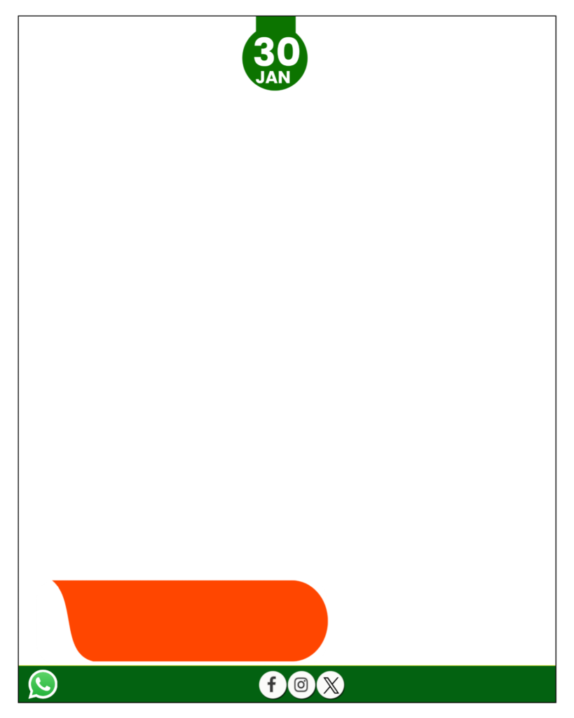 Mahatma Gandhi death anniversary 30 January poster designing frame PNG mein 