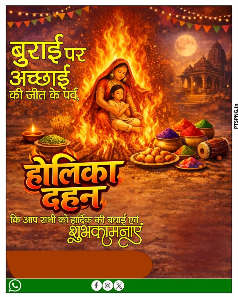होलिका दहन 2026 पोस्टर PLP, PNG और बैकग्राउंड डाउनलोड करें